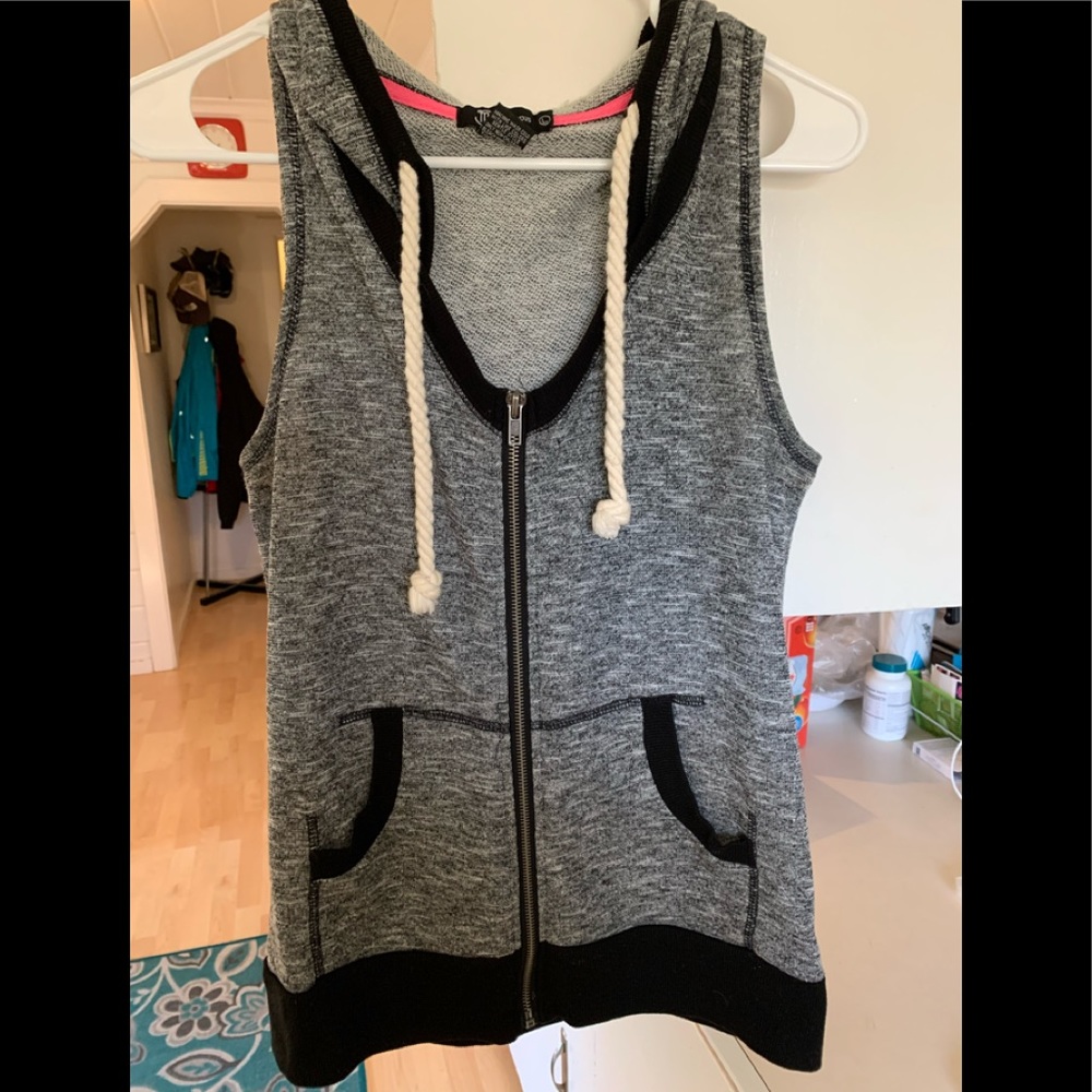 Sweatshirt Vest, hooded, zipper